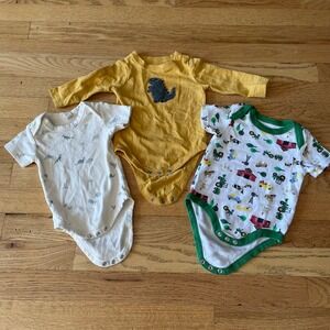 John Deere Colored Organics Garanimals Baby Bodysuit Lot 3-6M Dinosaur Farm 3pc